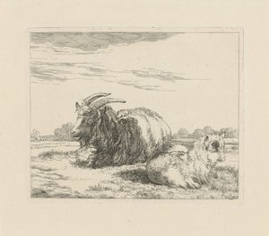 Capra sdraiata e capretto (serie: Pecore e capre) da Pieter Gerardus van Os