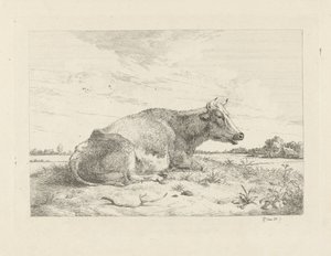 Mucca sdraiata con cardo da Pieter Gerardus van Os