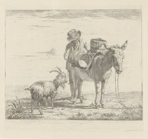 Uomo con un asino da soma e una capra da Pieter Gerardus van Os