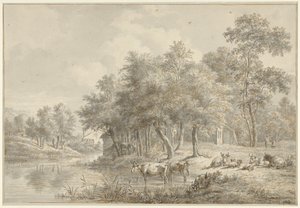 Paesaggio fluviale con bestiame da Pieter Gerardus van Os