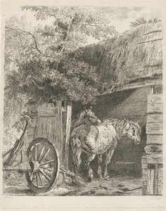 Due cavalli in un fienile da Pieter Gerardus van Os
