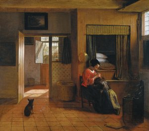 Interno con una Madre che Spulcia i Capelli del Figlio (Il Dovere di una Madre) da Pieter Hooch de