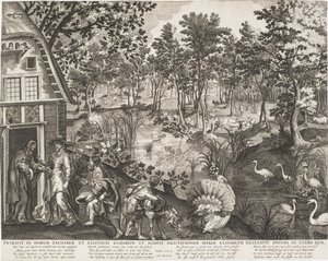 La Visitazione in un paesaggio boscoso