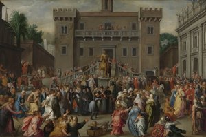 Le donne di Roma che si radunano al Campidoglio da Pieter Isaacsz.