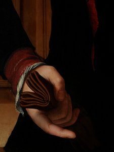 (dettaglio) del Ritratto di Jan van Eyewerve da Pieter Jansz. Pourbus