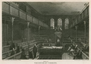 Interno della Camera dei Comuni, Westminster, Londra