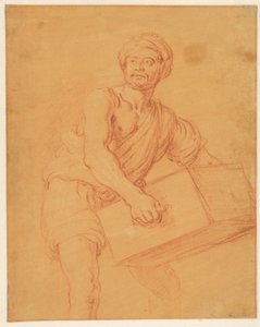 Studie eines bärtigen und turbantragenden Mannes, der eine Truhe trägt da Pieter Lastman