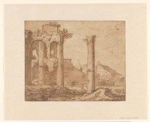 Il Foro di Nerva a Roma, visto dal Tempio di Minerva da Pieter Lastman