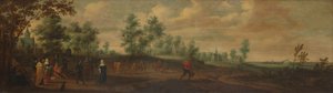 Paesaggio con una coppia che balla fuori da una villa di campagna da Pieter Meulener