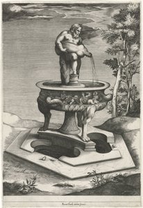 Fontana con Sileno nei giardini di Palazzo Cesi in Vaticano da Pieter Perret