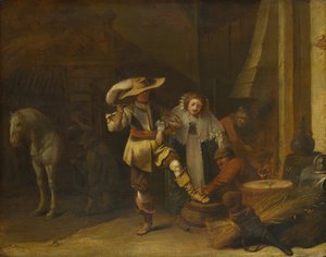 Un uomo e una donna in un cortile di stalla, anni 1630 da Pieter Quast