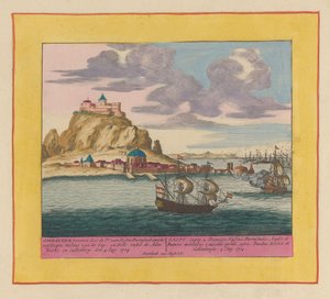 Conquista di Gibilterra da parte di una flotta anglo-olandese, 1704 da Pieter Schenk (I)