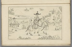 Signore cinese a cavallo a caccia di uccelli
Nuovi disegni cinesi inventati con grande fatica e portati alla luce, da P. Schenk Jun (...), secondo volume (titolo della serie)
