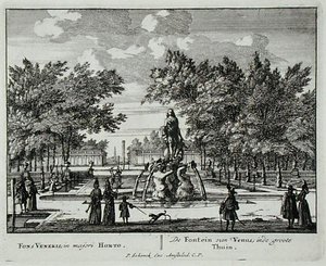 La fontana di Venere in un grande giardino, da 