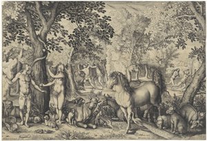Adamo ed Eva nel paradiso da Pieter Serwouters