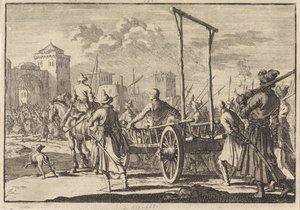 Arrivo di Stepan Razin e suo fratello Frol in una gabbia di ferro a Mosca, 1671, 1698 da Pieter Van der Aa