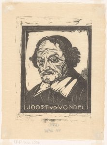 Ritratto di Joost van den Vondel da Pieter Willem van Baarsel (signed by artist)
