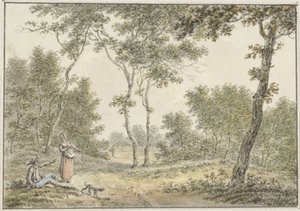 Paesaggio boschivo con alcune figure da Pieter de Goeje