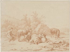 Paesaggio con pastore e il suo gregge da Pieter de Goeje