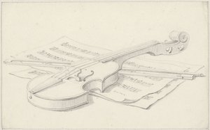Natura morta con violino, arco e spartito da Pieter de Goeje