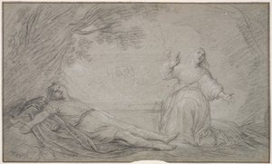 Scena mitologica di una donna che lamenta la morte di un giovane uomo da Pieter de Grebber
