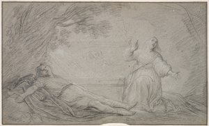 Danese: scena mitologica che raffigura una donna in lutto per la morte di un giovane.