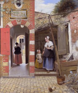 Il cortile di una casa a Delft da Pieter de Hooch