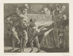 Compagnia musicale alla luce della torcia, ca. 1600 da Pieter de Jode (I)