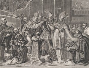 Piatto 24: Carlo V incoronato imperatore dal Papa, da 