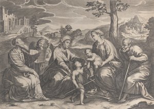 La Sacra Famiglia con il bambino San Giovanni Battista, Elisabetta, Zaccaria da Pieter de Jode II