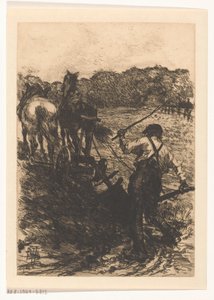 Contadino con due cavalli che arano da Pieter de Josselin