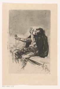 Uomo che beve con bastone da passeggio da Pieter de Josselin