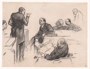 Membri del parlamento mr. H.C. Verniers van der Loeff, mr. A.J.W. Farncombe Sanders, mr. G.M. van der Linden, J. Willink e Jhr. mr. Ruys van Beerenbroek