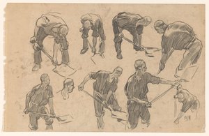 Foglio di studio con schizzi di un lavoratore che scava da Pieter de Josselin