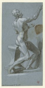 Uomo nudo seduto, verso destra