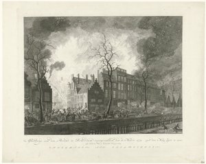 Incendio nella Pottebakkerssteeg a Rotterdam, 1779 da Pieter de Mare