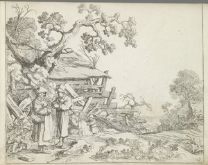 Paesaggio con contadino e contadina