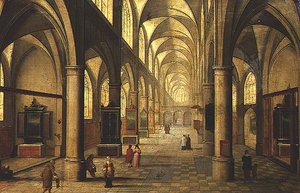 Interno della cattedrale con figure