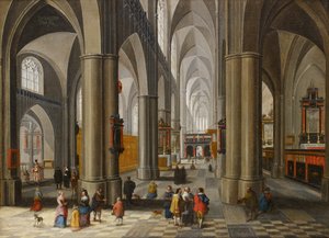 Interno di una cattedrale con figure da Pieter the Elder Neefs