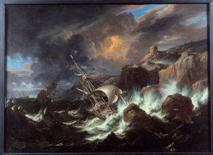 Tempesta sul mare. Dipinto di Pieter Mulier II il Giovane (1637-1701) da Pieter the Younger Mulier