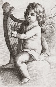 Un angelo bambino che suona un