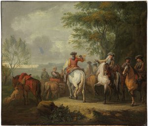 Cavalieri che partono per un viaggio da Pieter van Bloemen