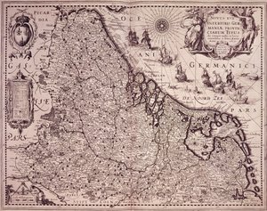 Mappa della Provincia dei Paesi Bassi Uniti da Pieter van den Keere