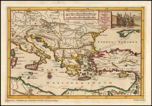 Carta del 1700 del Mediterraneo orientale di Pieter van der Aa da Pieter Van der Aa