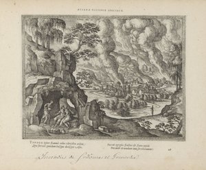 Distruzione di Sodoma e Gomorra / Lot e le sue figlie da Pieter van der Borcht (I)