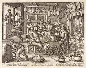 La Cucina Grassa, pub. c. 1585 da Pieter van der Borcht
