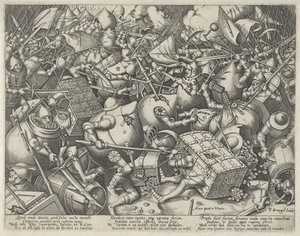 Lotta tra i sacchi di denaro e le casse di denaro da Pieter van der Heyden
