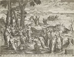 Pesca miracolosa e moltiplicazione dei pani e dei pesci da Pieter van der Heyden