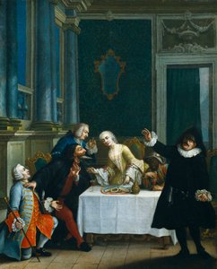 La merenda con le maschere (dettaglio) da Pietro (school of) Longhi