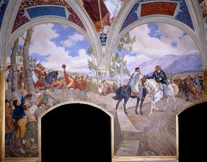 Vittorio Emanuele incontra Giuseppe Garibaldi a Teano da Pietro Aldi